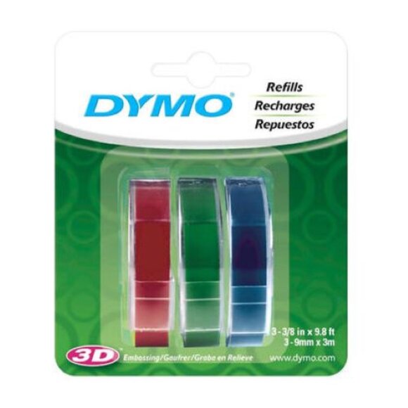 NEW! Dymo Red Green Blue Caption Maker Tape Refill 3/8 W in. x 9.8 L ft #1741671 - Picture 1 of 3